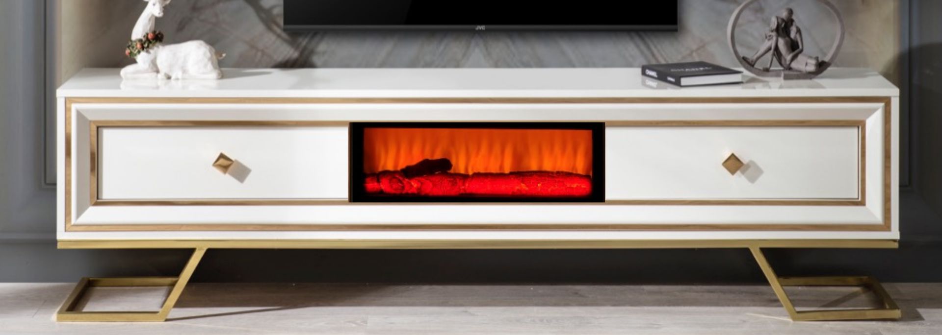 Palermo luxury Şömineli Tv Ünite Şömineli Tv Sehpa