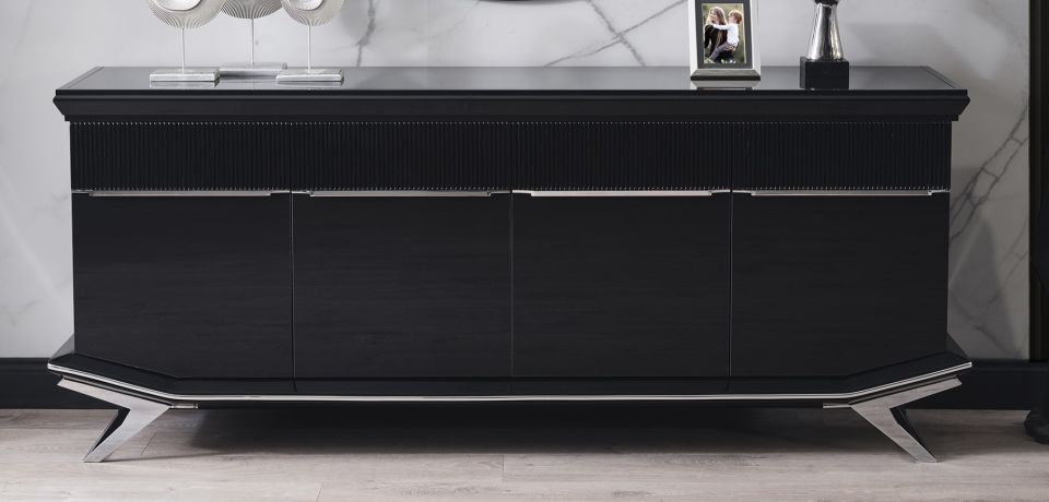 Masarati Luxury Gümüş Yemek Odası Takımı Konsol Gövde