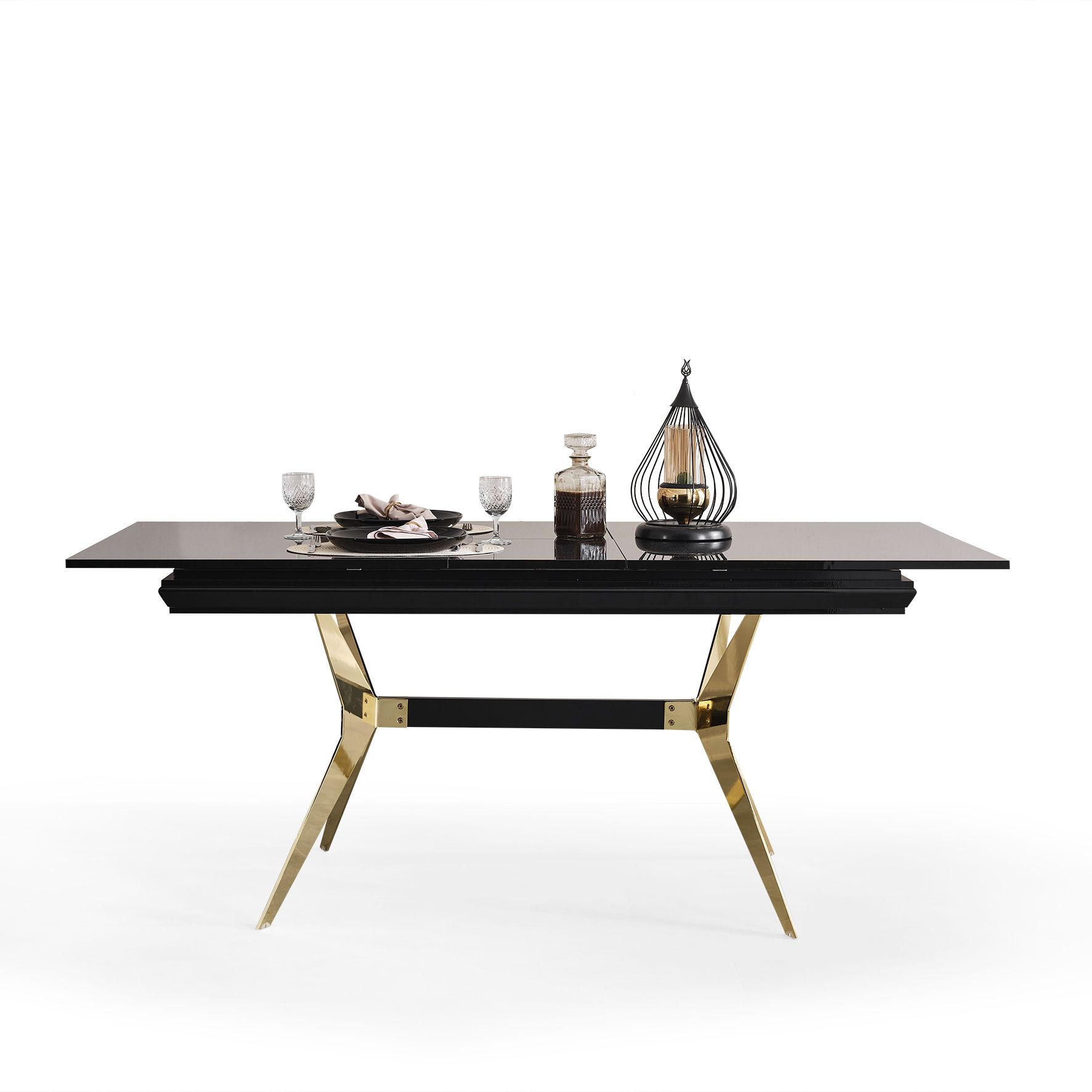 Masarati Luxury Gold Yemek Odası Takımı Açılır Masa