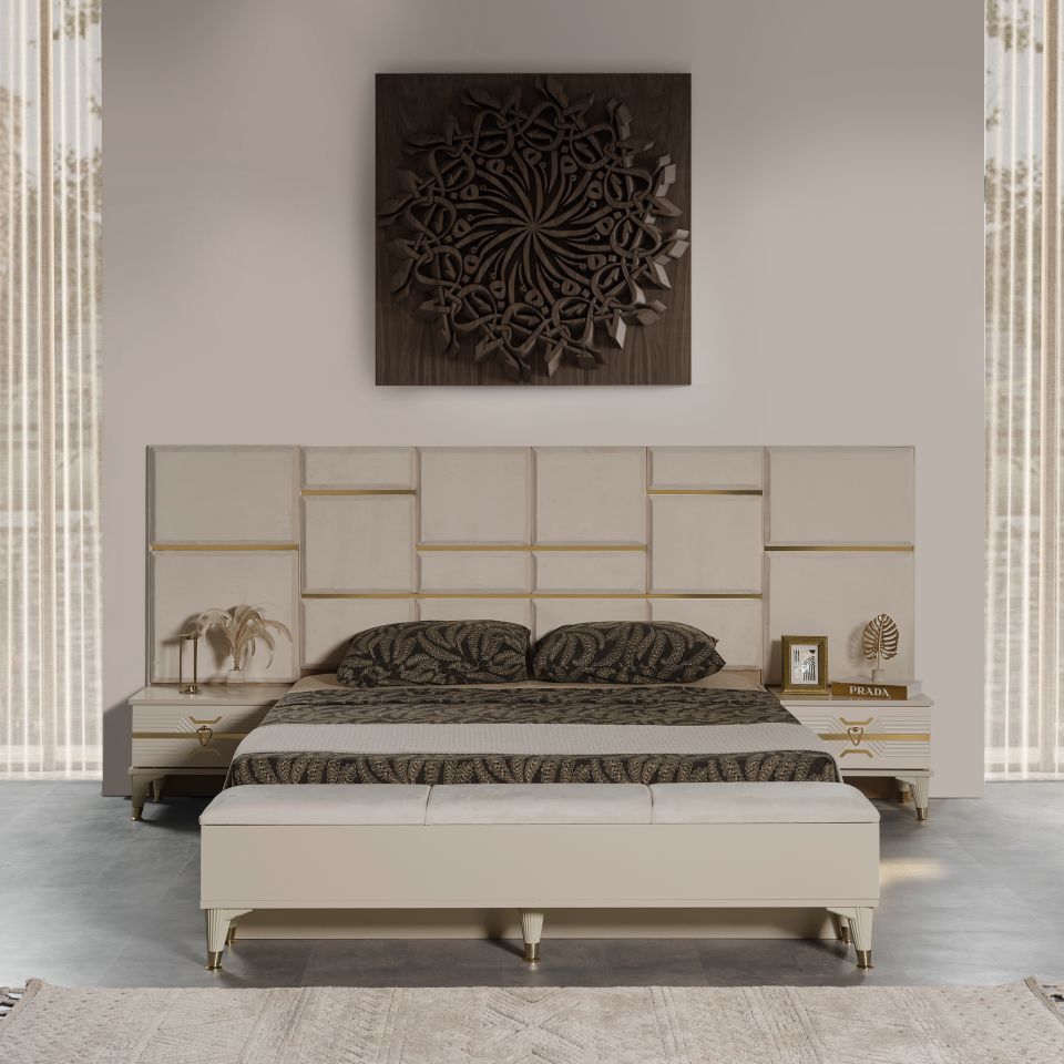 Kristal Luxury Yatak Odası Takımı Panolu Başlık