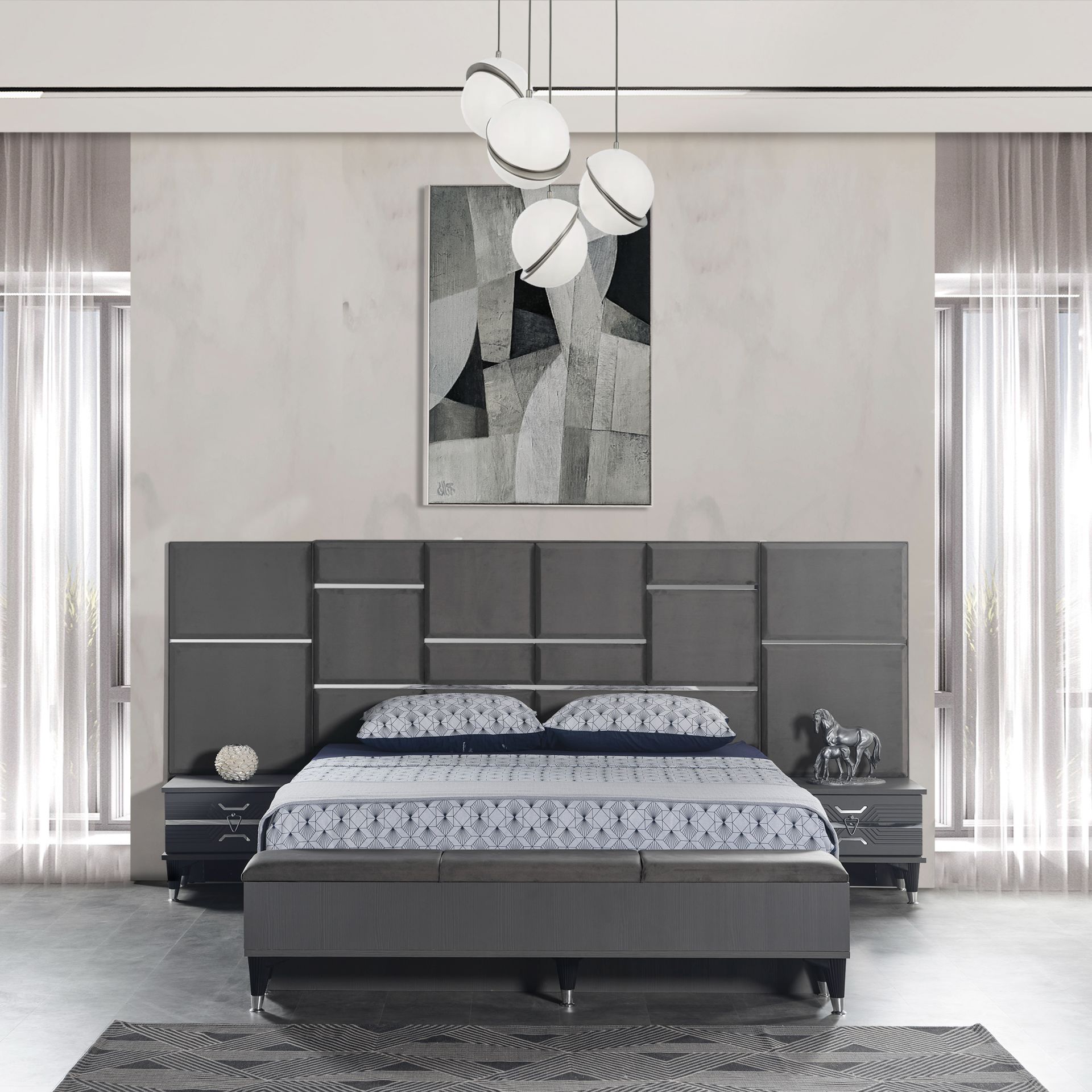 Zümrüt Luxury Yatak Odası Takımı Panolu Karyola