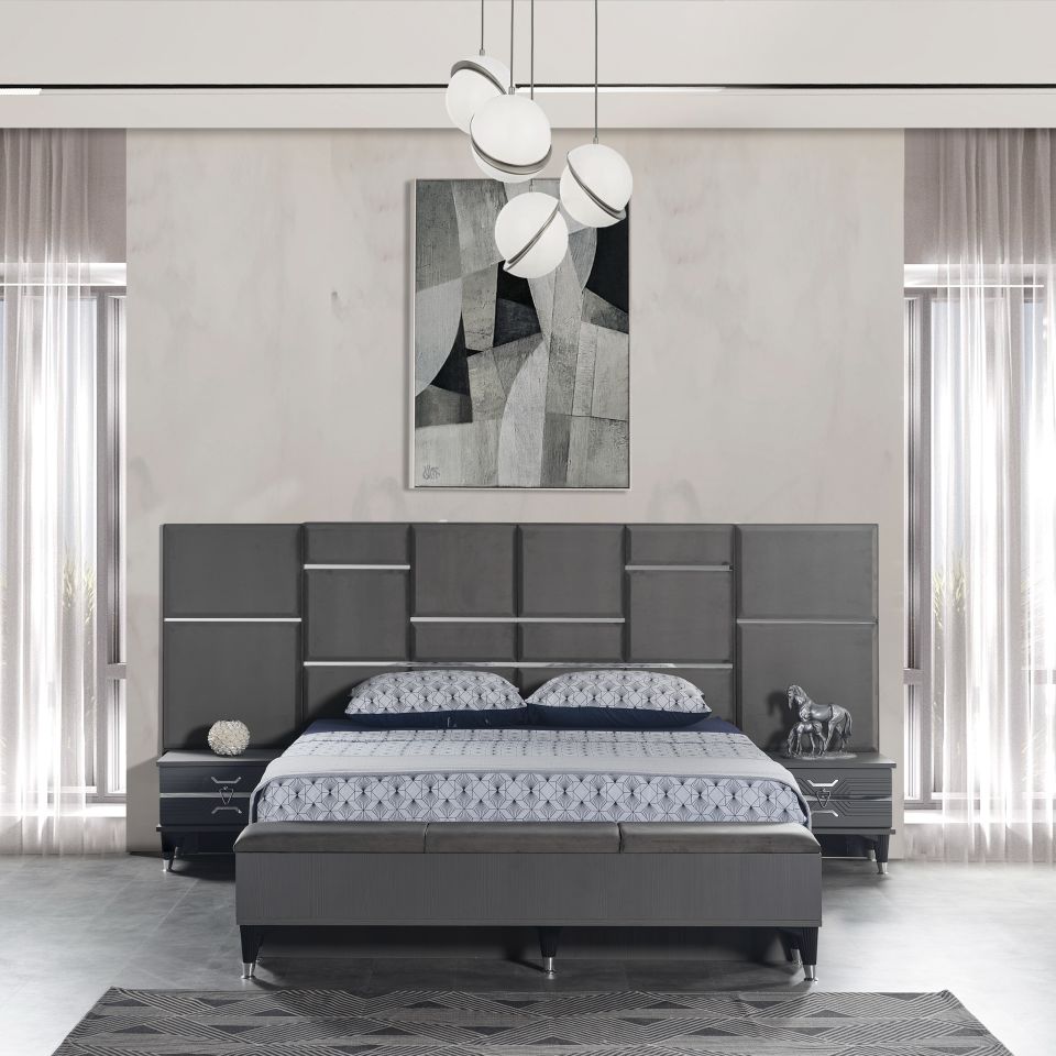 Zümrüt Luxury Yatak Odası Takımı Panolu Karyola