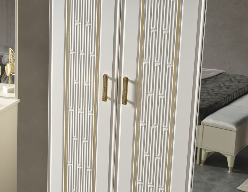 İnci Luxury Yatak Odası Takımı 6 Kapaklı Gardırop