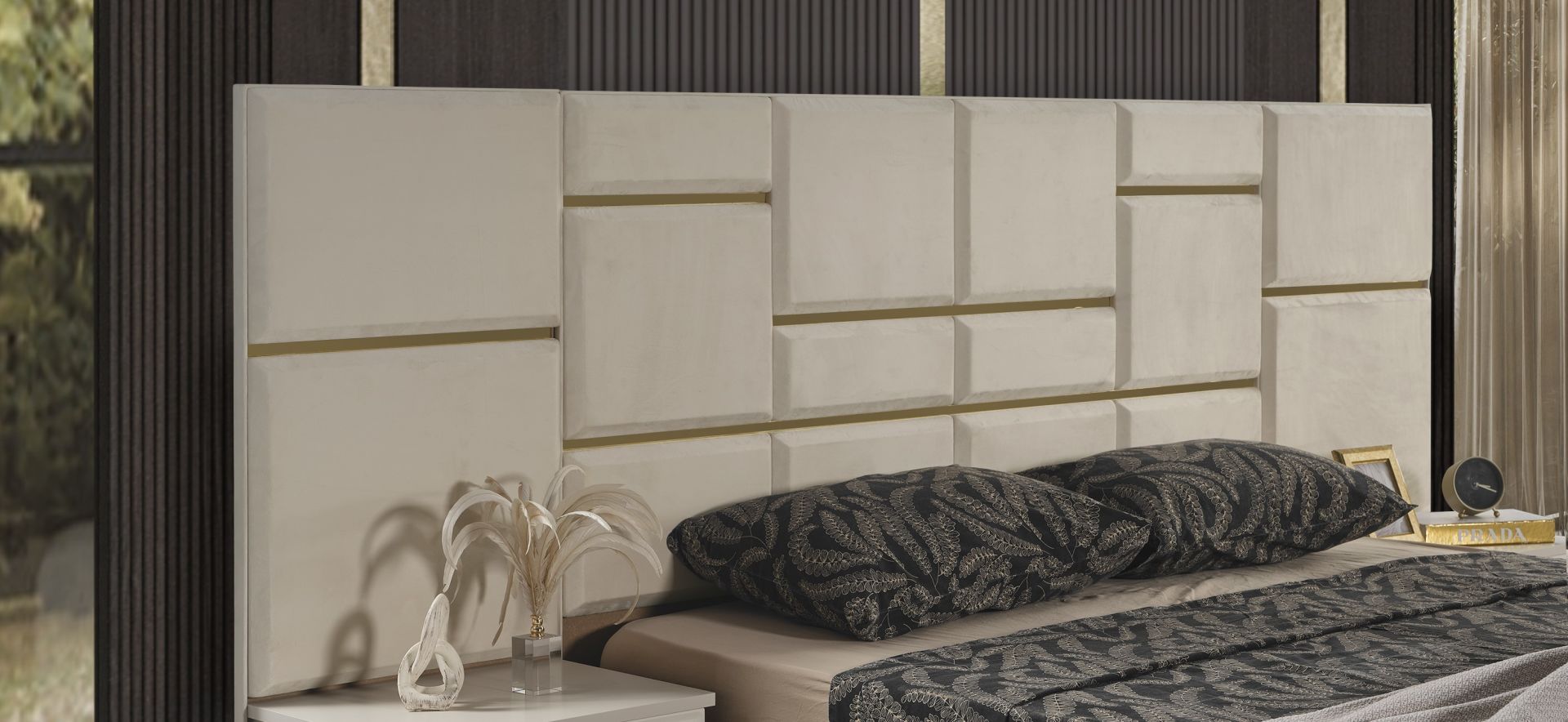 İnci Luxury Yatak Odası Takımı Panolu Başlık
