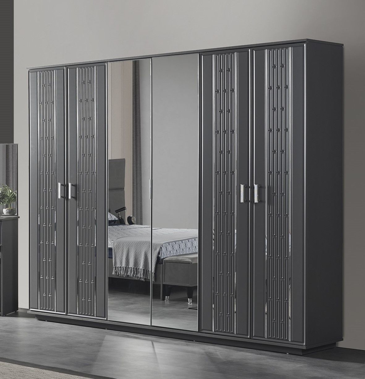 Pırlanta Luxury Yatak Odası Takımı 6 Kapaklı Gardırop