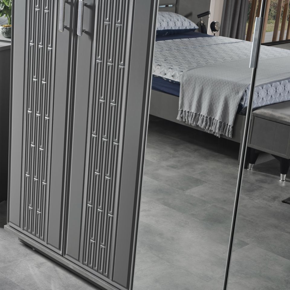 Pırlanta Luxury Yatak Odası Takımı 6 Kapaklı Gardırop