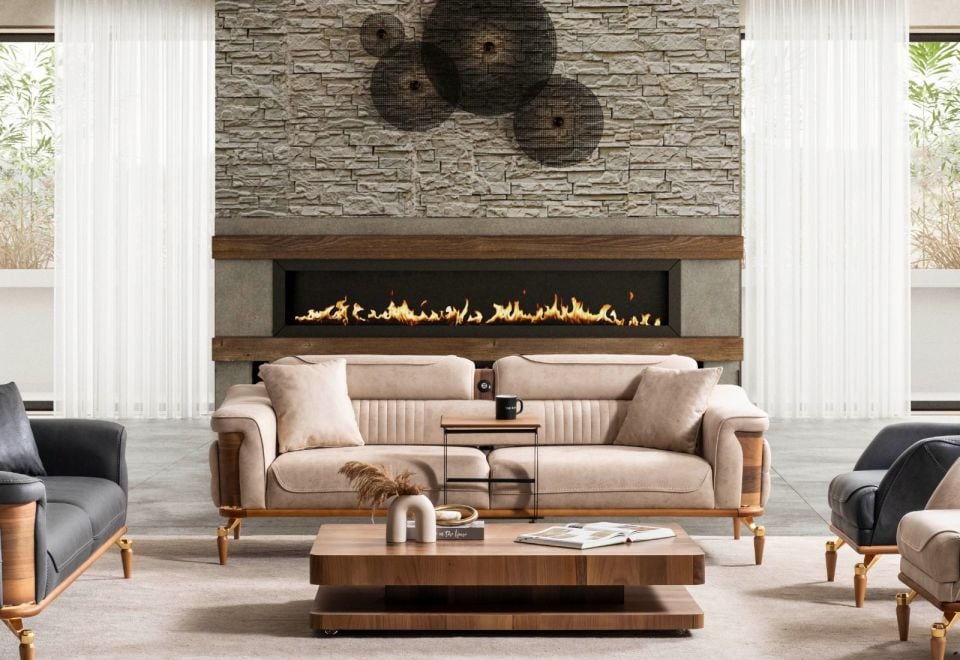 Dubai Modern Şarj Sistemli Üçlü Koltuk