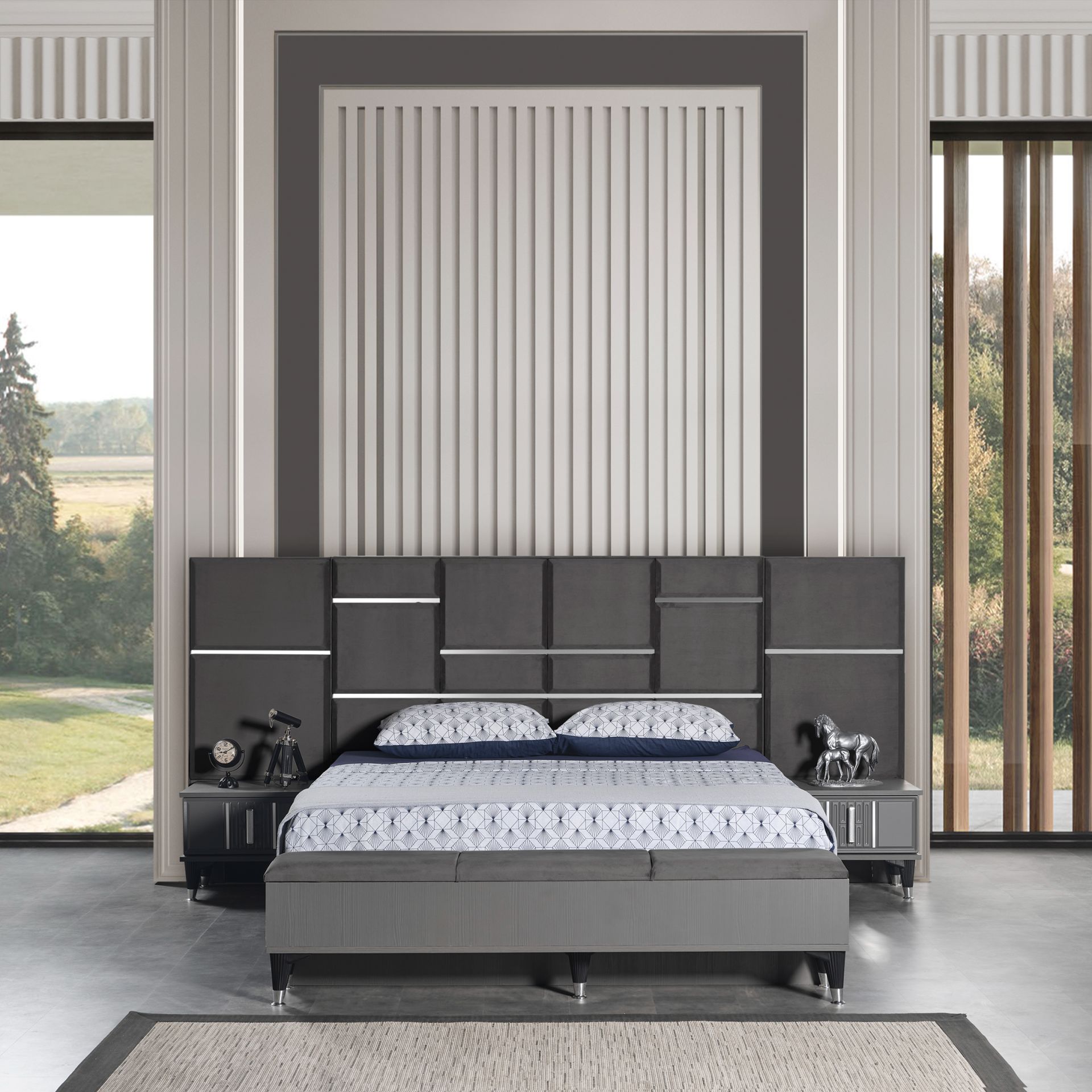 Pırlanta Luxury Panolu Karyola Panolu Karyola