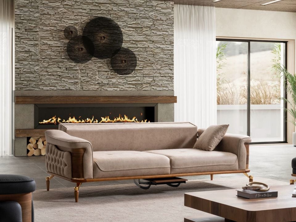 Dubai Modern Şarj Sistemli Üçlü Koltuk