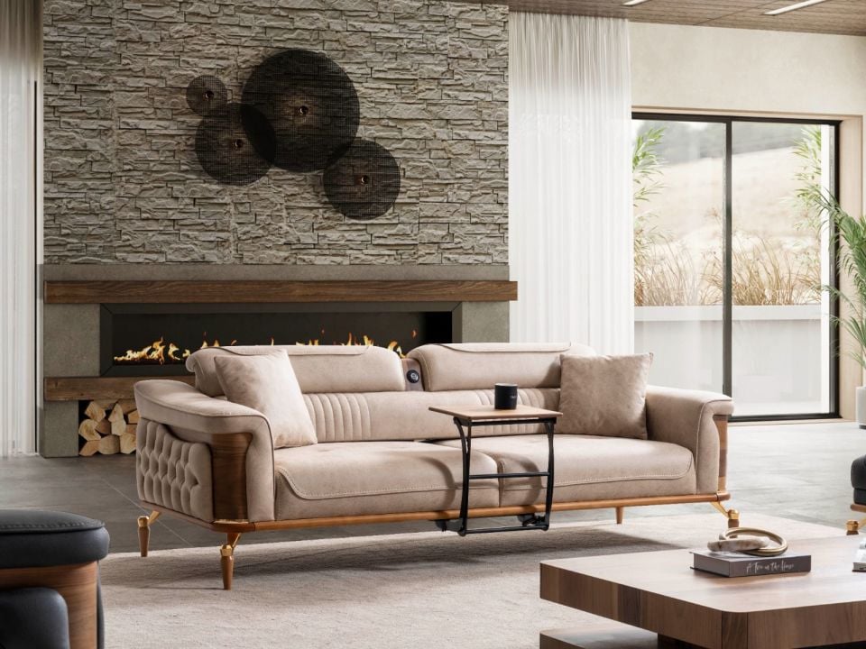 Dubai Modern Şarj Sistemli Üçlü Koltuk