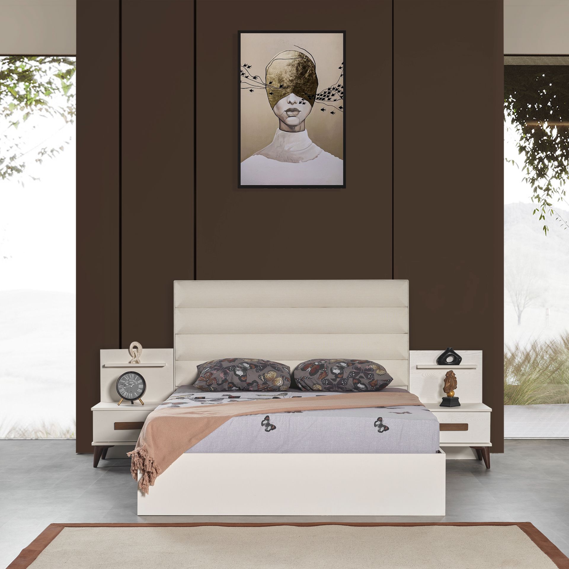 Hazal Modern Yatak Odası Takımı Panolu Karyola