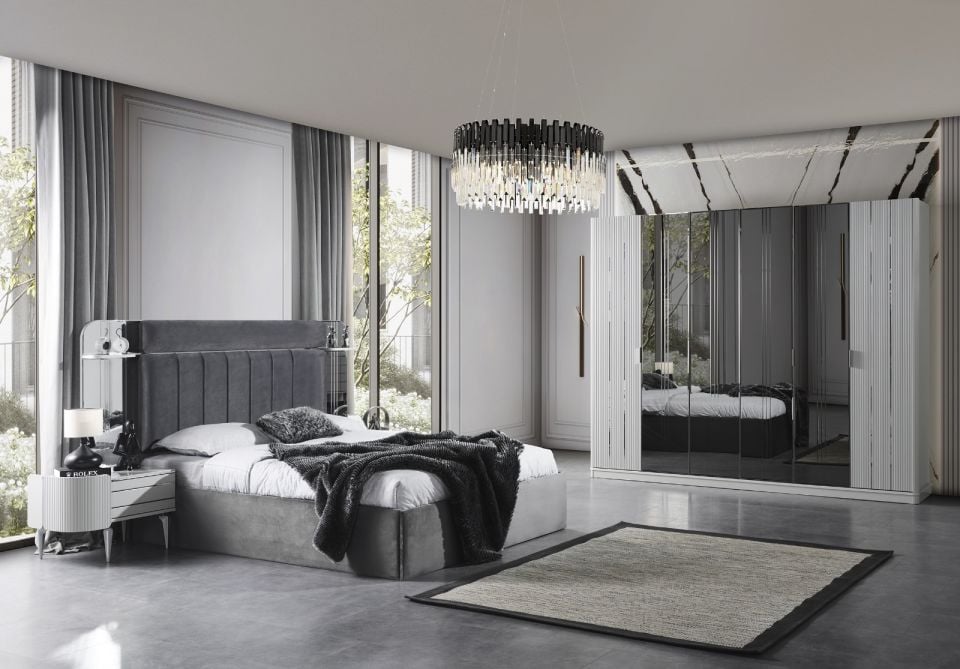 Karya Sis Gri Modern Yatak Odası Takımı