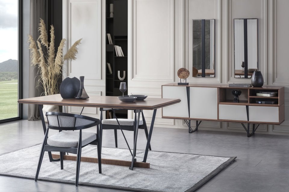 Lavinya Modern Kumtaşı Yemek Odası Takımı