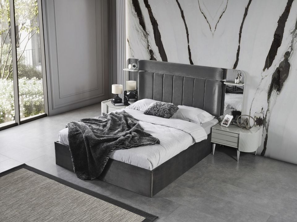 Karya Sis Gri Modern Panolu Karyola