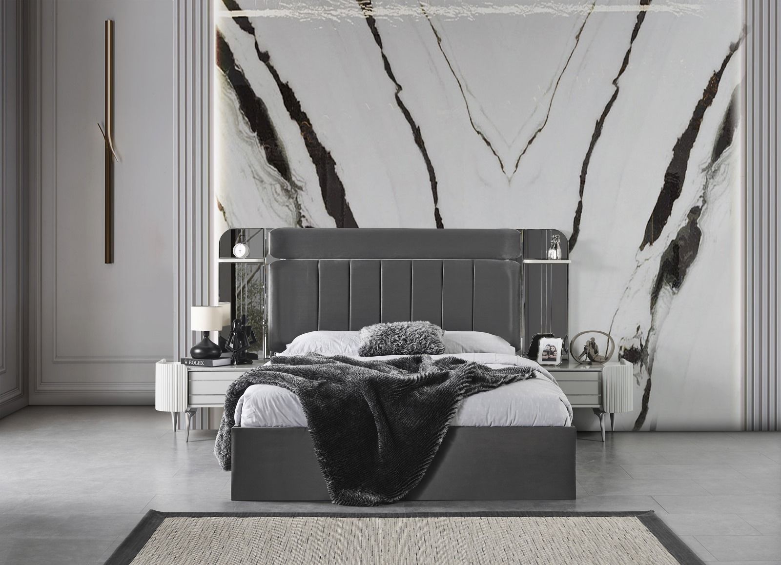 Karya Sis Gri Modern Panolu Karyola