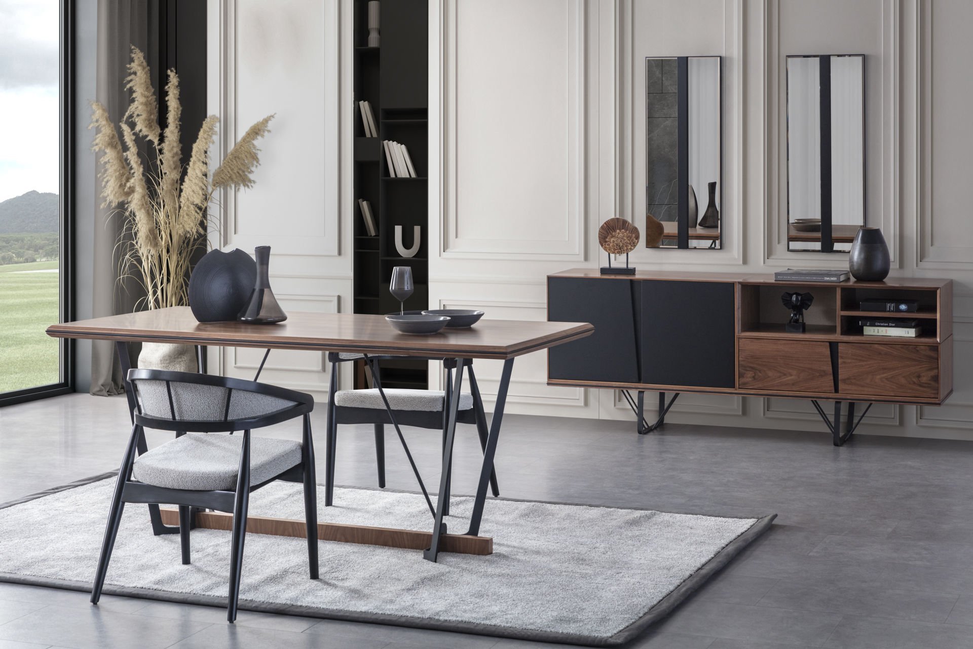 Lavinya Modern Siyah Yemek Odası Takımı