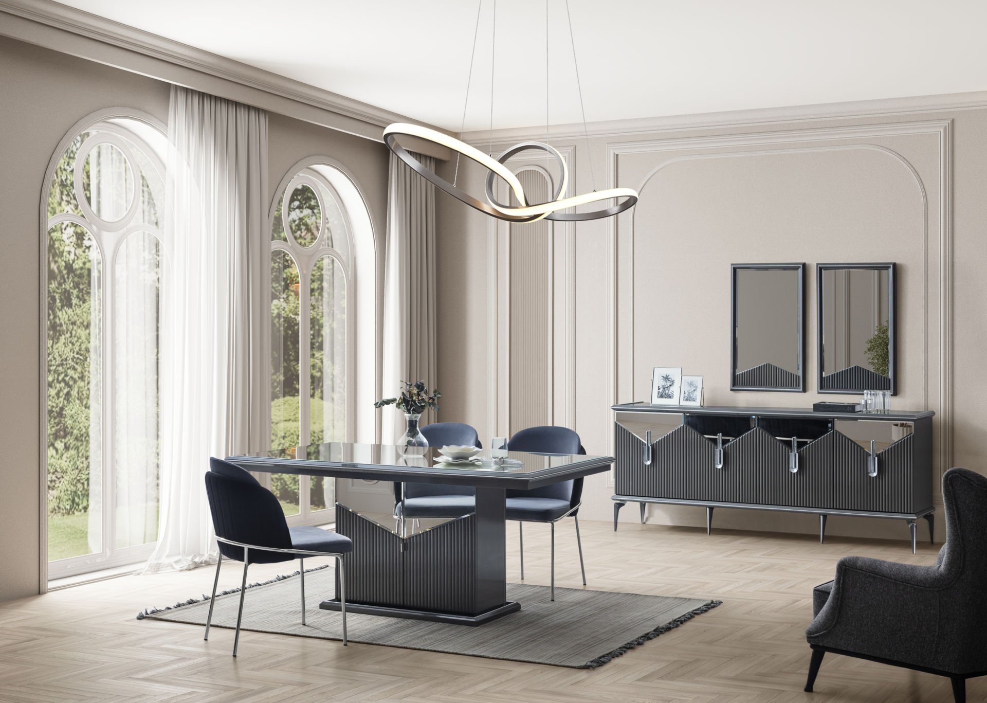 Biga Gümüş Luxury Yemek Odası Takımı