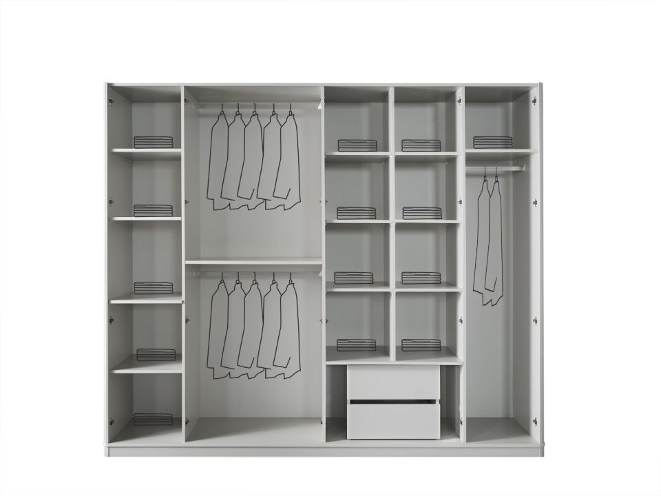 Karya Sis Gri Modern 6 Kapılı Gardırop 6 Kapaklı Gardırop
