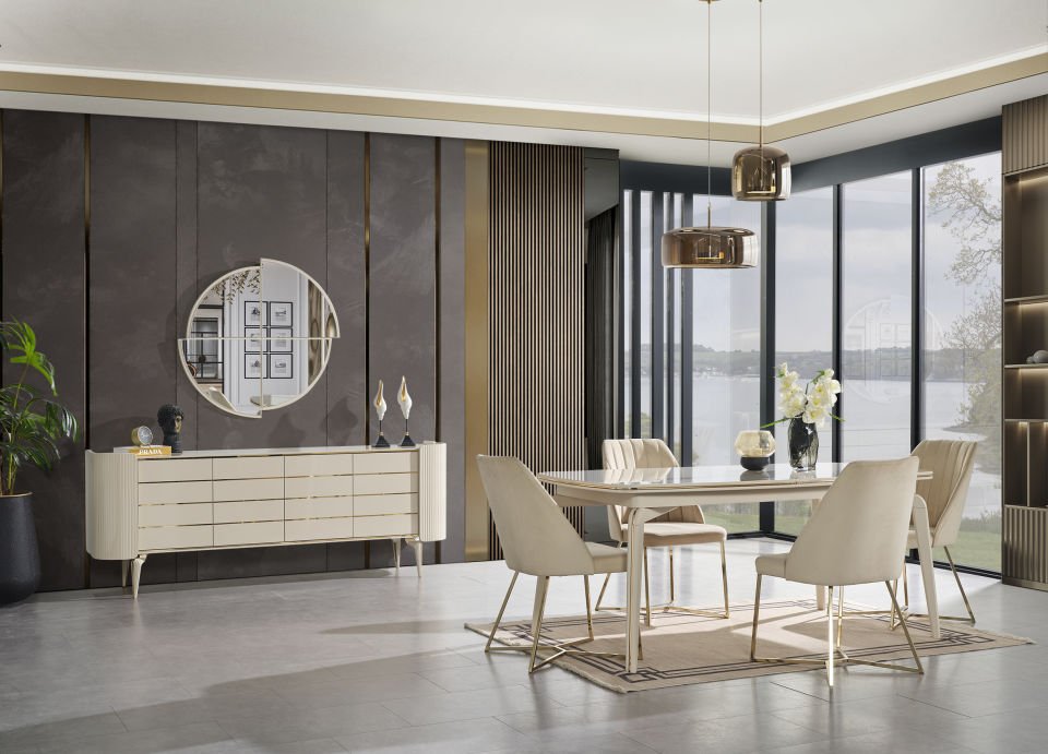 Karya Krem Luxury Yemek Odası Takımı