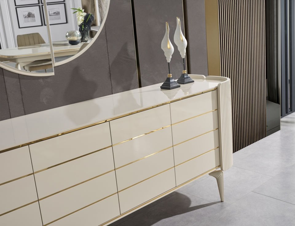 Karya Krem Luxury Yemek Odası Takımı