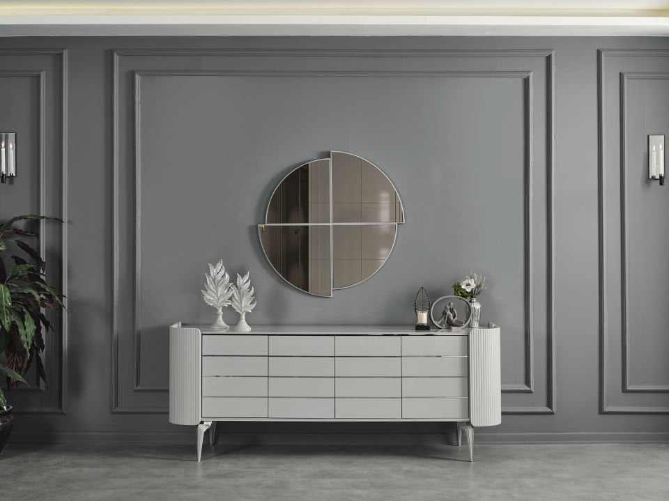 Karya Sis Gri Luxury Yemek Odası Takımı