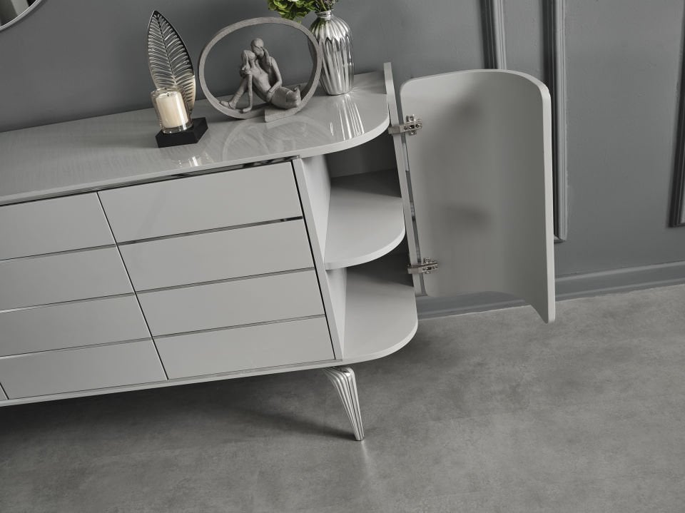 Karya Sis Gri Luxury Yemek Odası Takımı