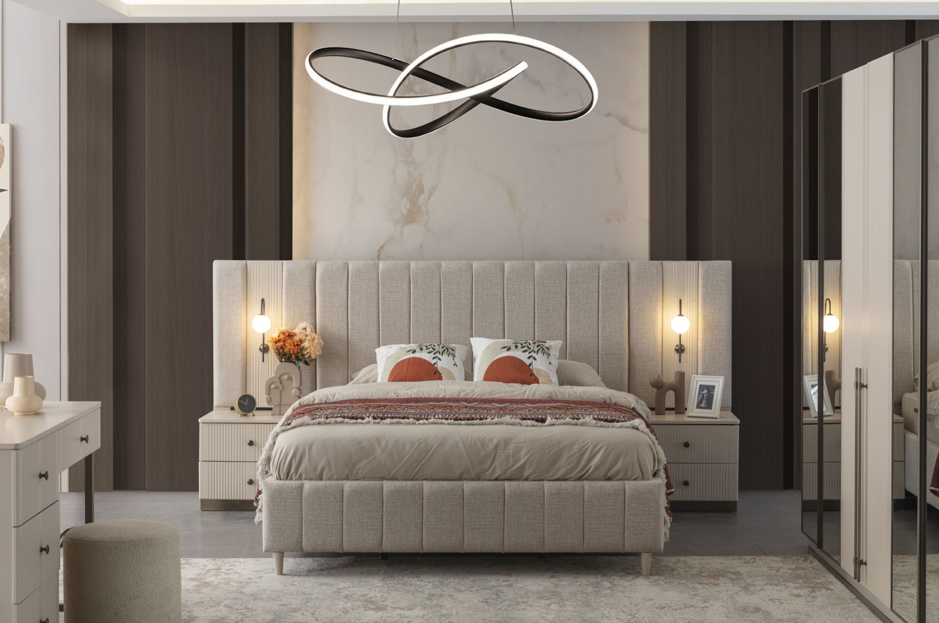 Antik Modern Panolu Karyola