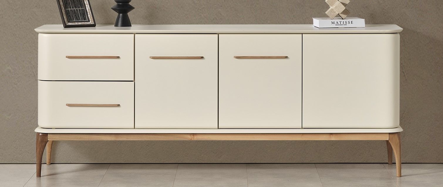 Destan Krem/Ceviz Modern Yemek Odası Takımı Konsol Gövde