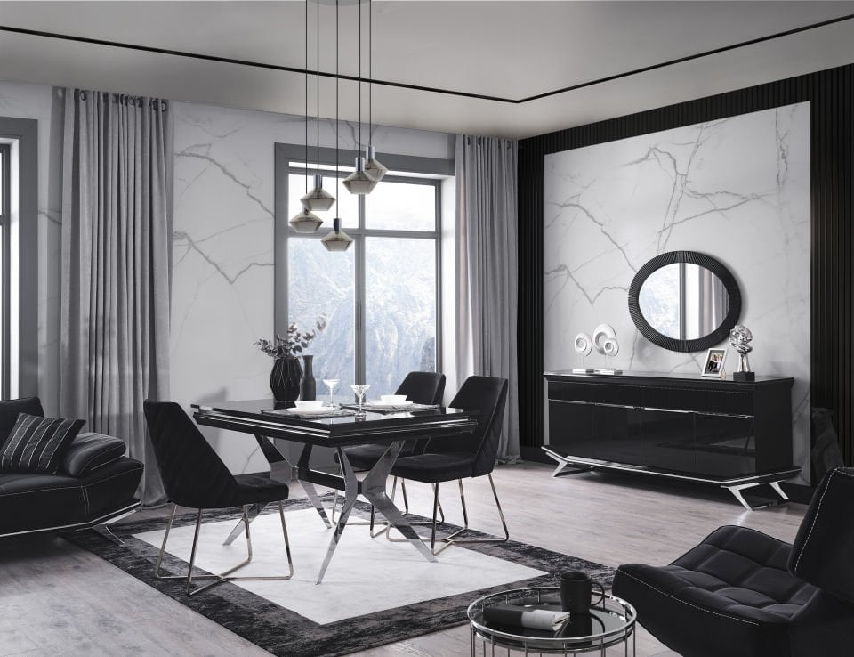 Masarati Luxury Gümüş Yemek Odası Takımı