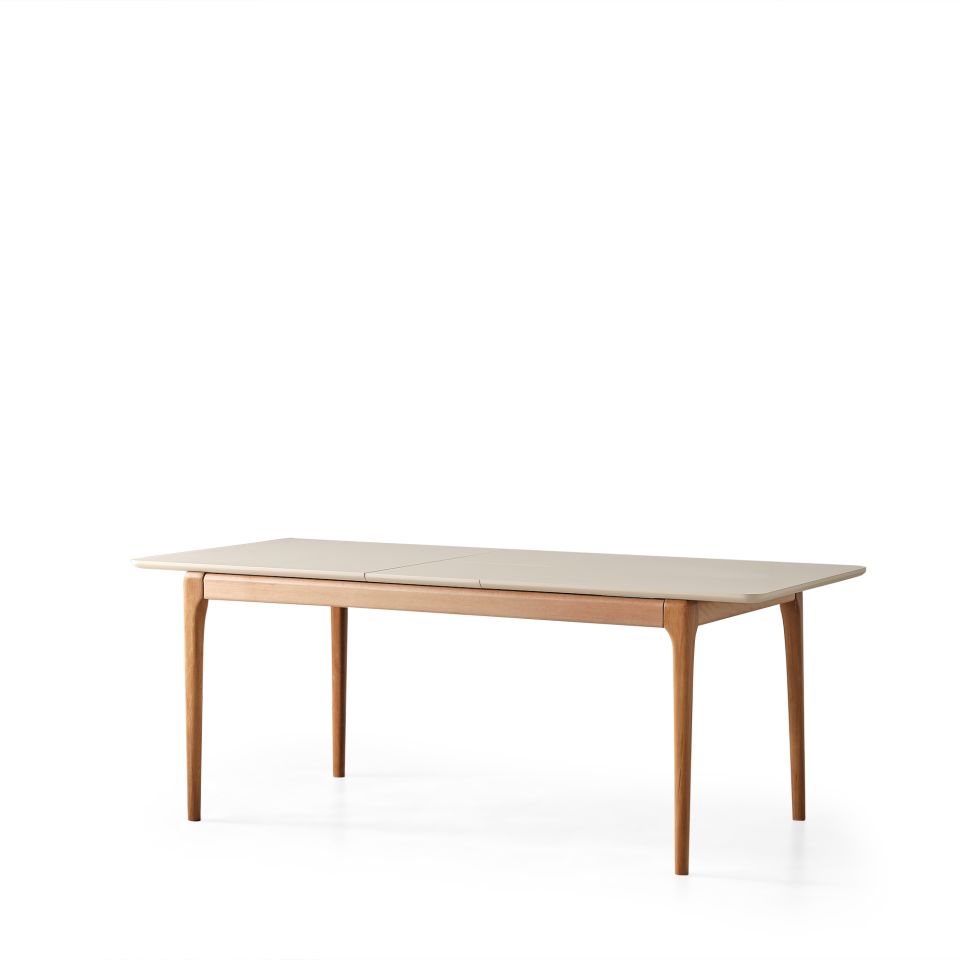 Destan Krem/Ceviz Modern Yemek Odası Takımı Açılır Masa