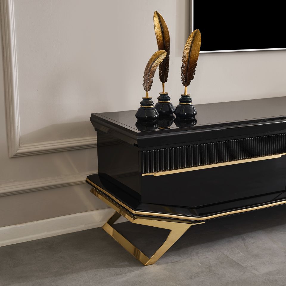 Masarati Luxury Gold Şömineli Tv Ünite