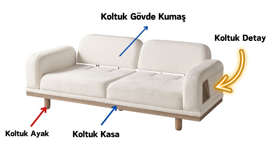 Zeron Modern Koltuk Takımı Üçlü Koltuk