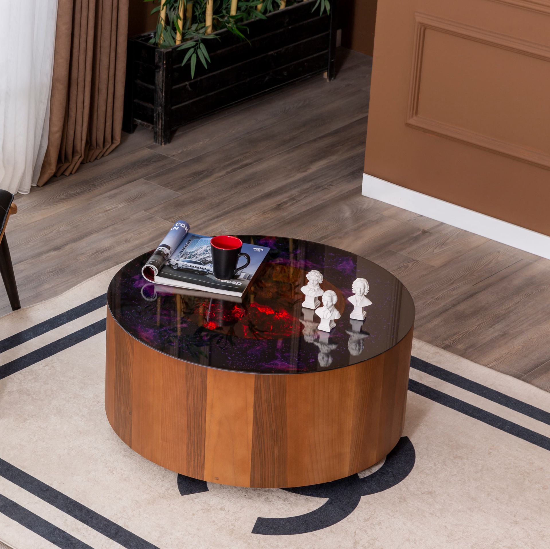 Galaxy Şömineli Ceviz Orta Sehpa