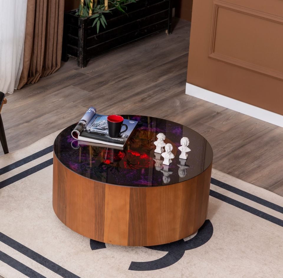 Galaxy Şömineli Ceviz Orta Sehpa