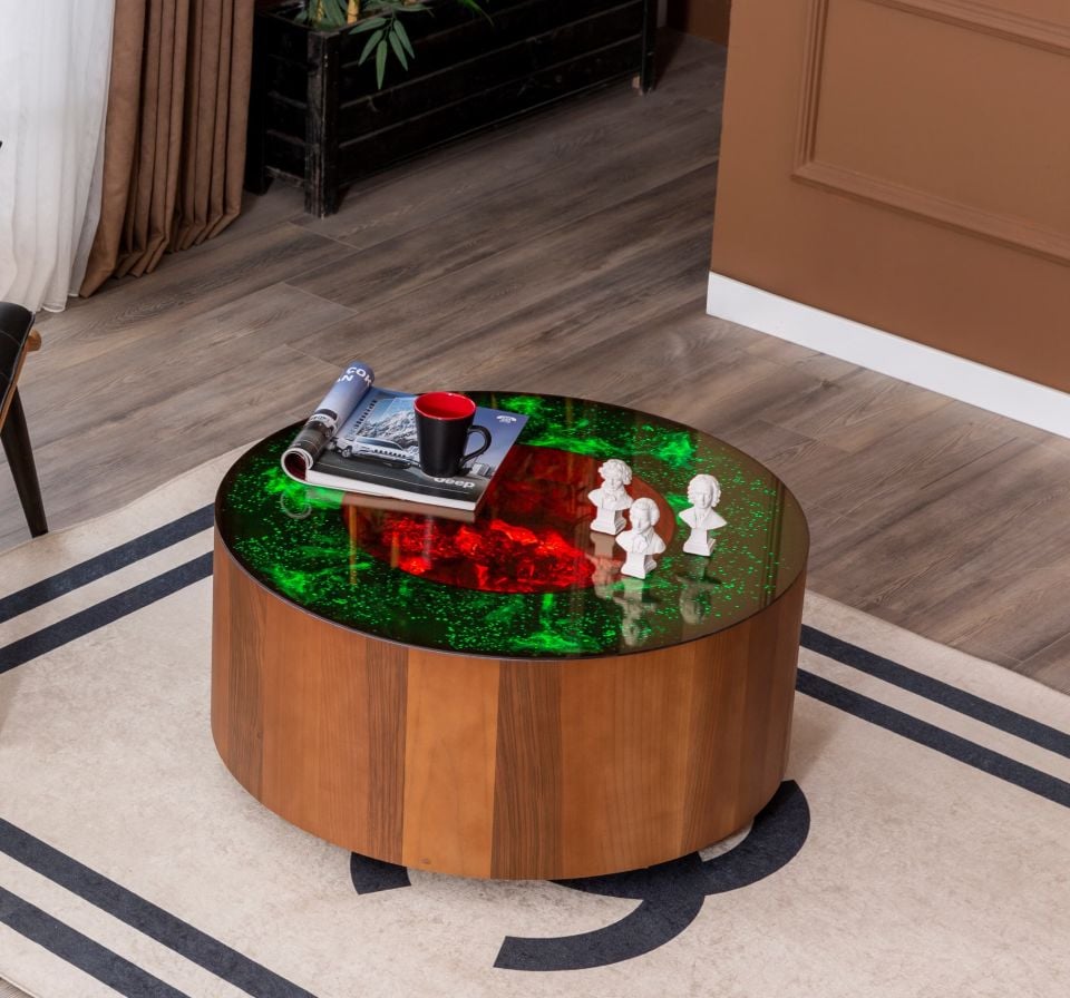 Galaxy Şömineli Ceviz Takım Sehpa