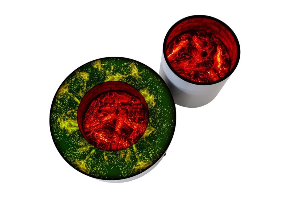 Galaxy Şömineli Gümüş Takım Sehpa