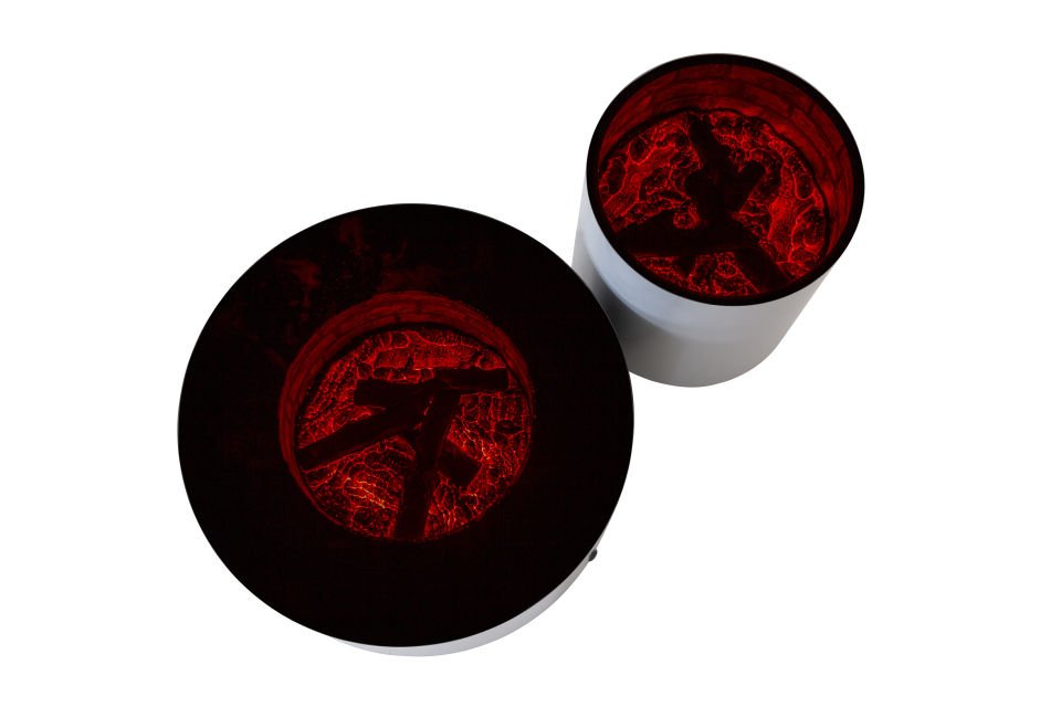 Galaxy Şömineli Gümüş Takım Sehpa