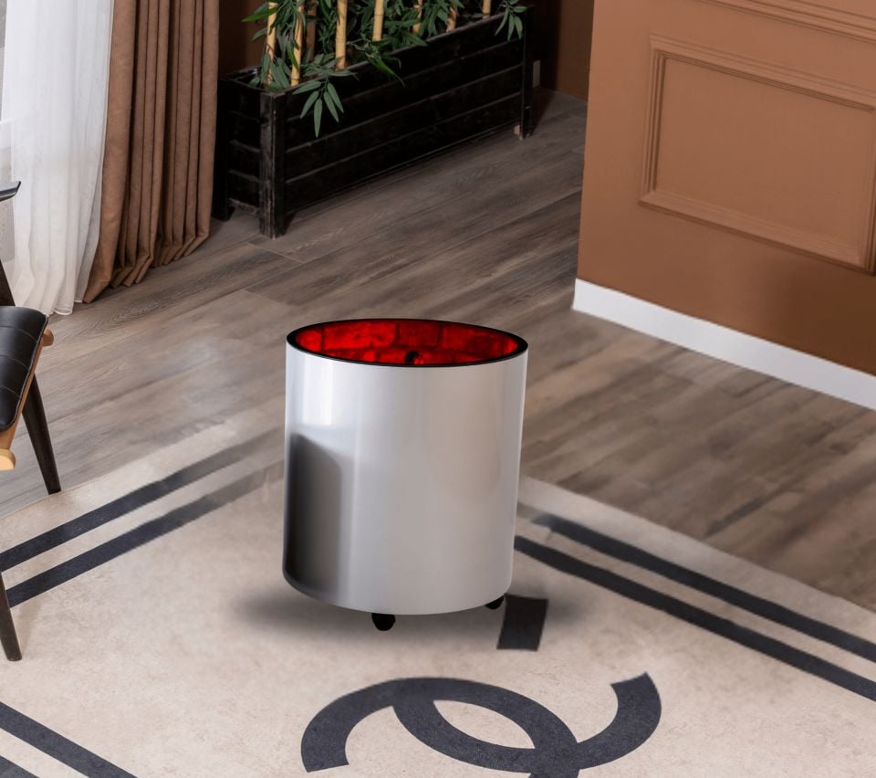 Galaxy Şömineli Gümüş Yan Sehpa