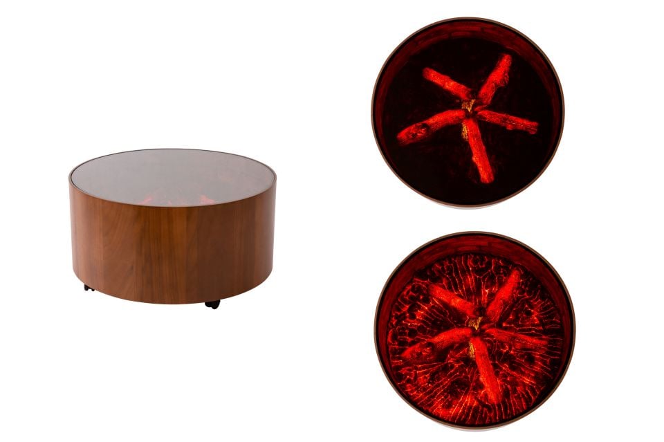 Vega Dual Şömineli Ceviz Orta Sehpa