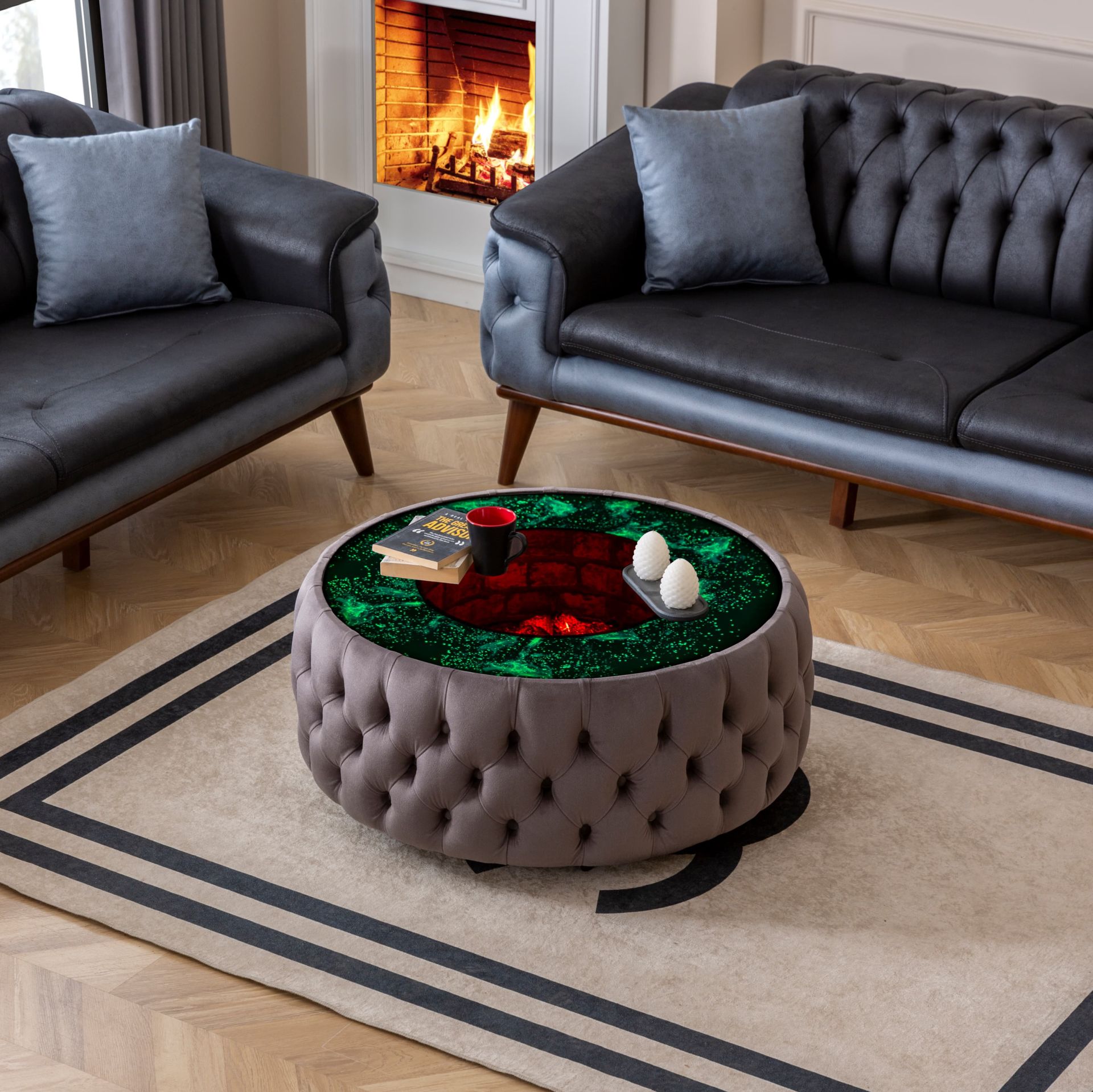 Venüs Şömineli Capitone Orta Sehpa