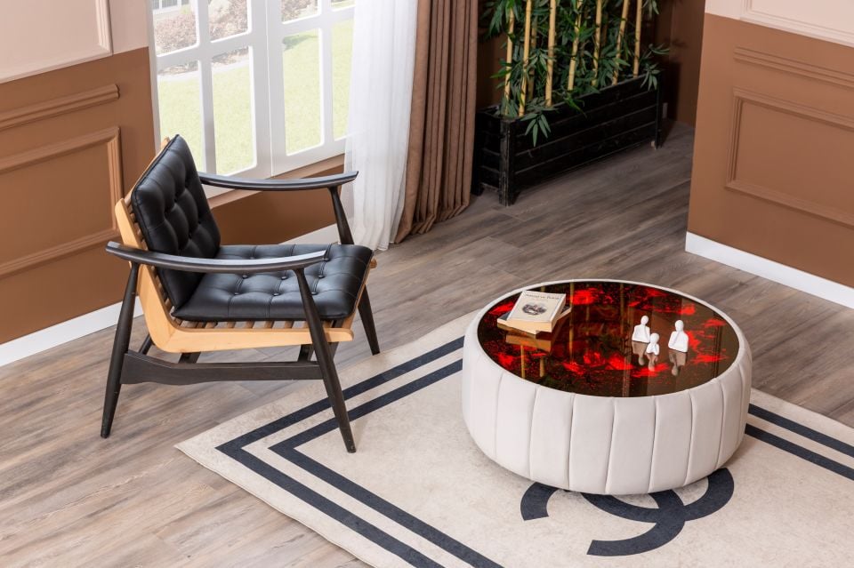 Venüs Şömineli Fabrıc Orta Sehpa