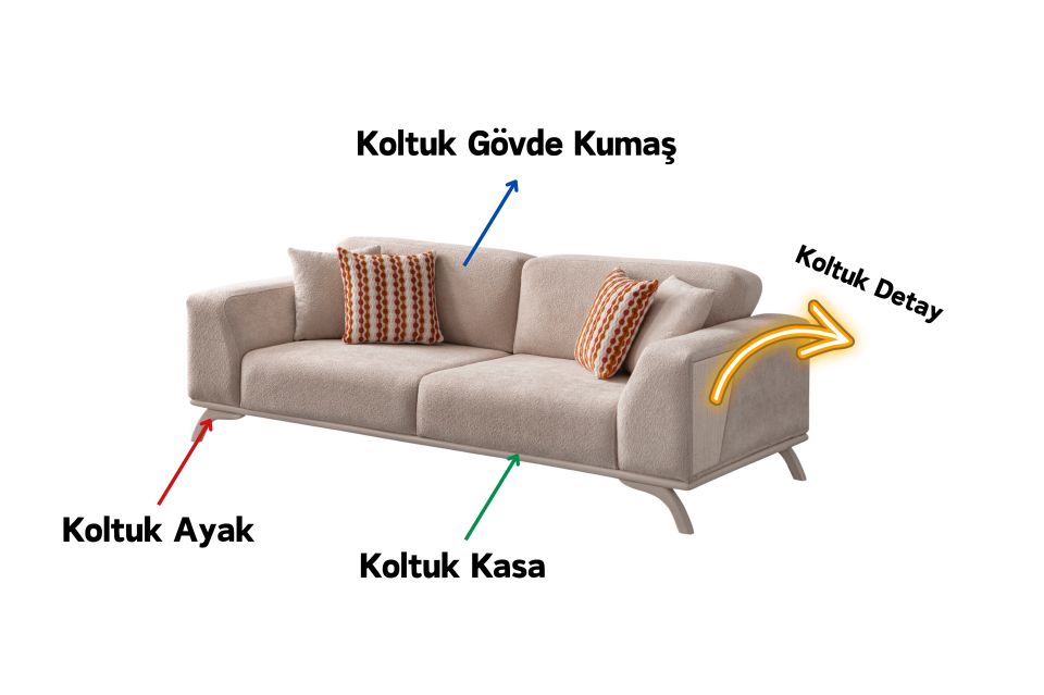 Tetra Modern Koltuk Takımı Üçlü Koltuk