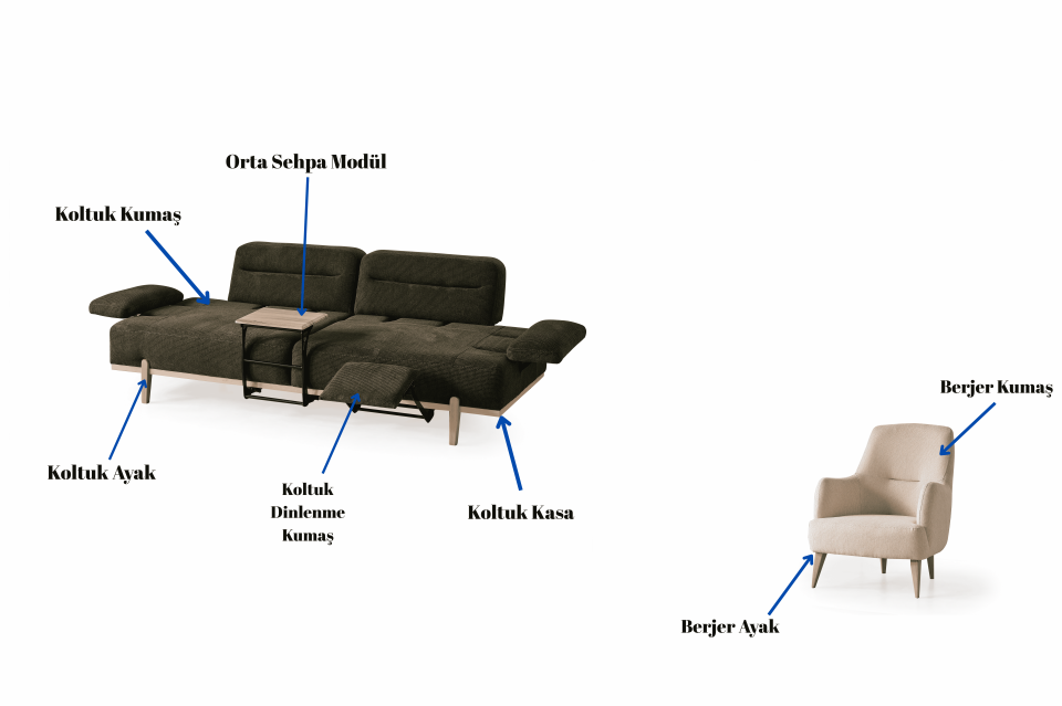 Zara İskandinav Dinlenmeli Koltuk Takımı