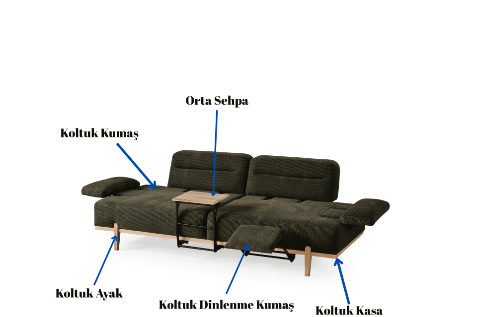 Zara İskandivan Dinlenmeli Üçlü Koltuk
