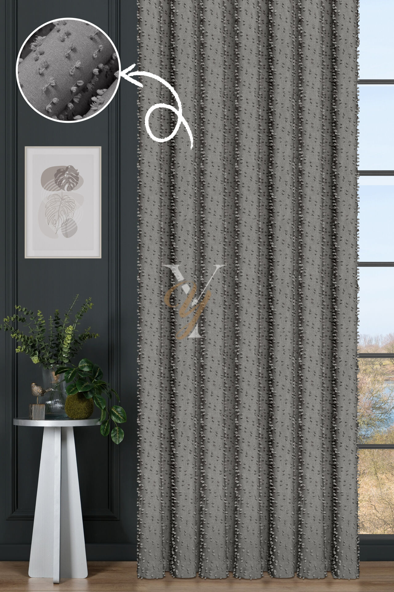 Linda Fon Perde V-6015-S Gri Simli