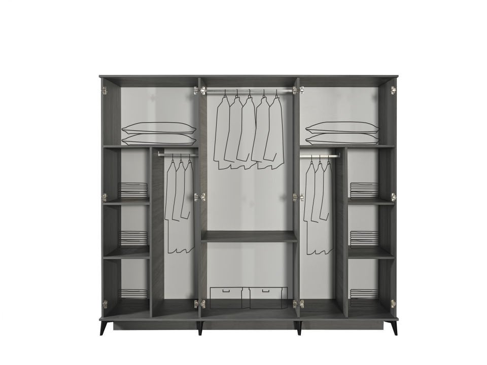 Zümrüt Luxury 6 Kapaklı Gardırop