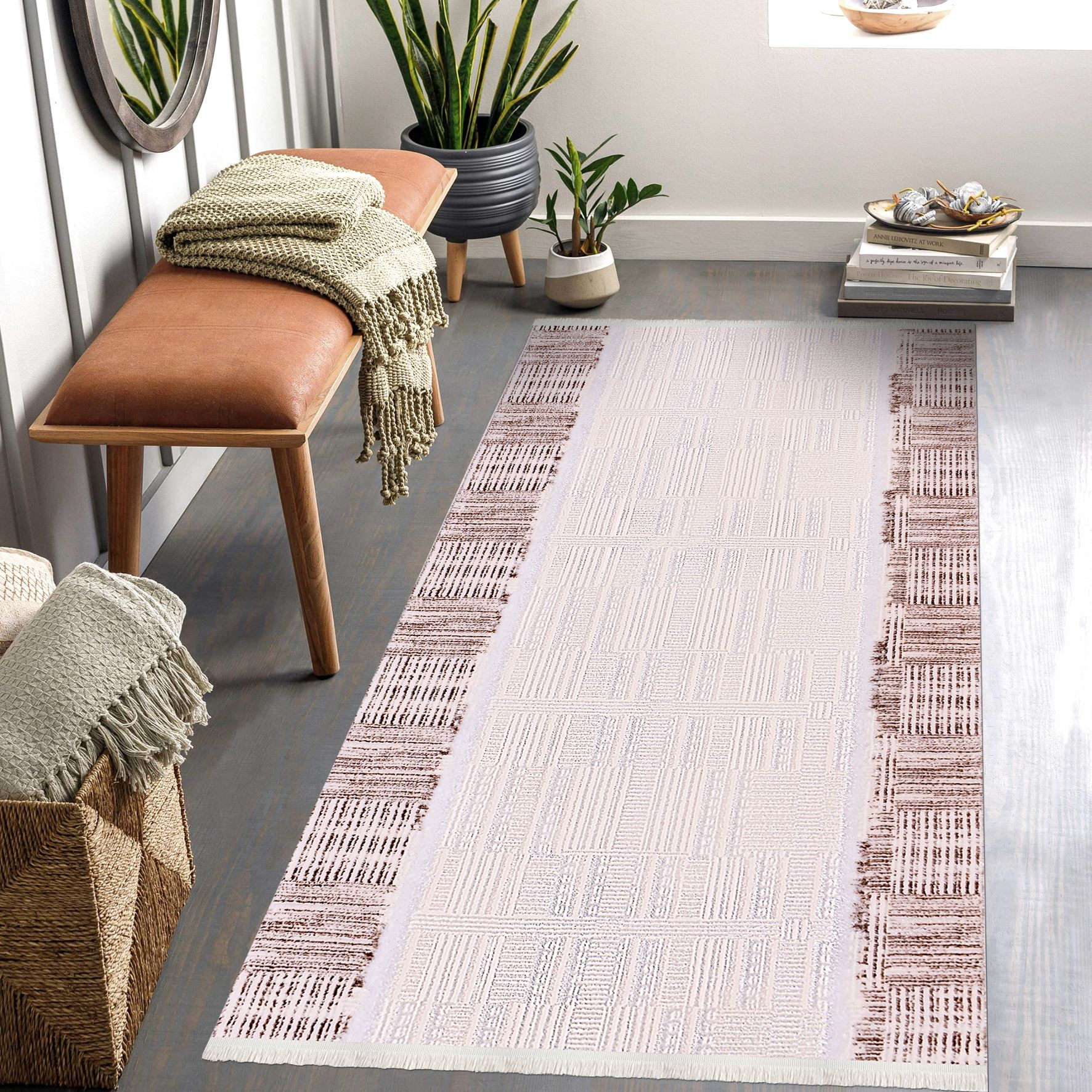 Leon Halı-1404Ak Özel Ölçü Seçilebilir.